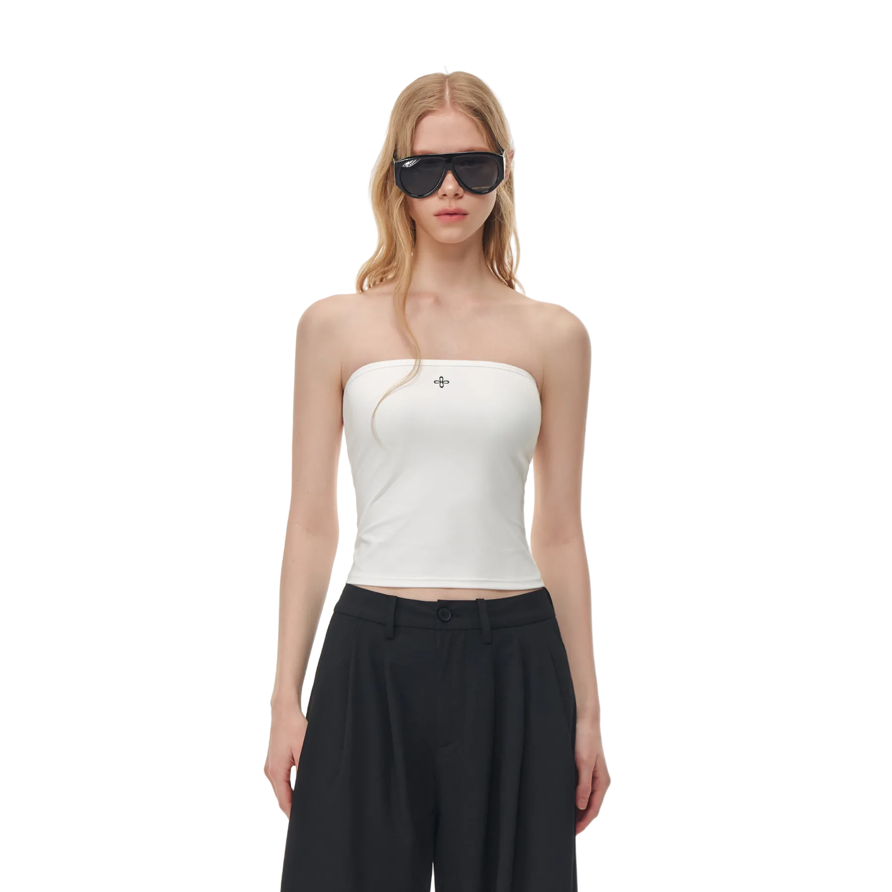 White Cross Flower Bandeau Top