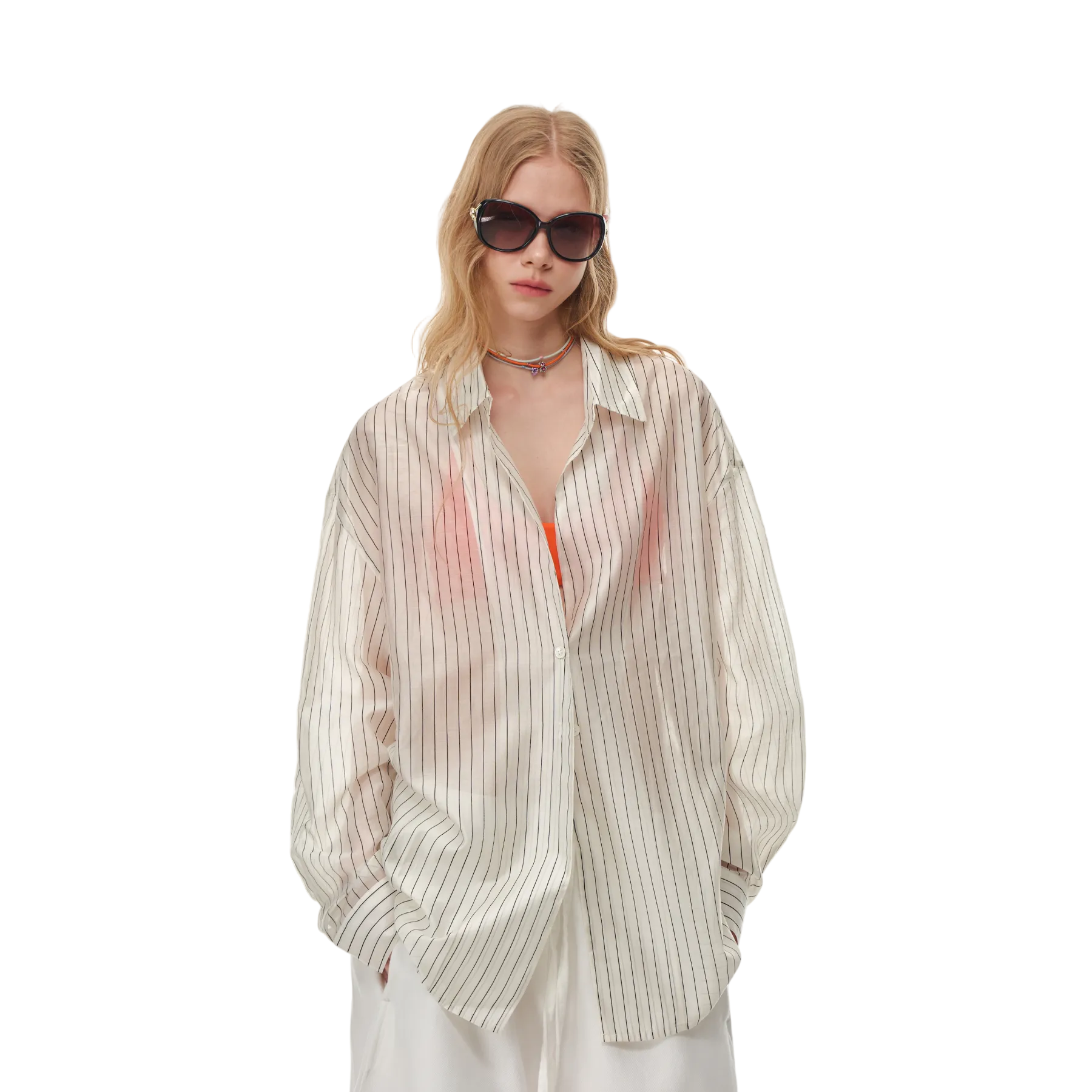 Beige Striped Airy Shirt