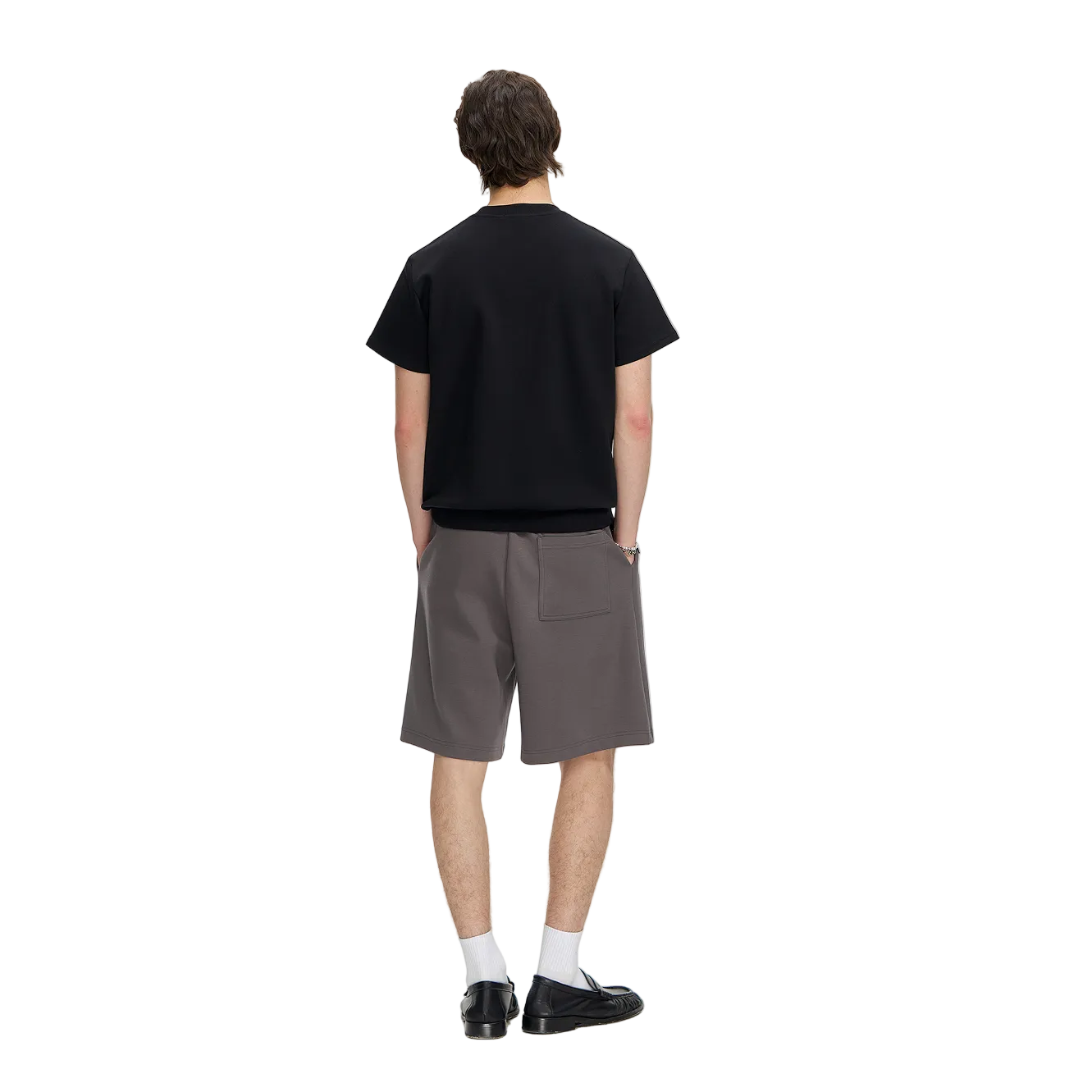 Black Air Layer Ribbed Shoulder Short Sleeve