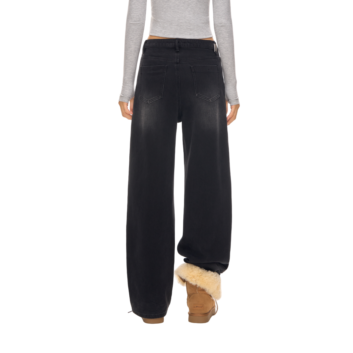 Black Classic Fleece-Lined Straight Leg Jeans