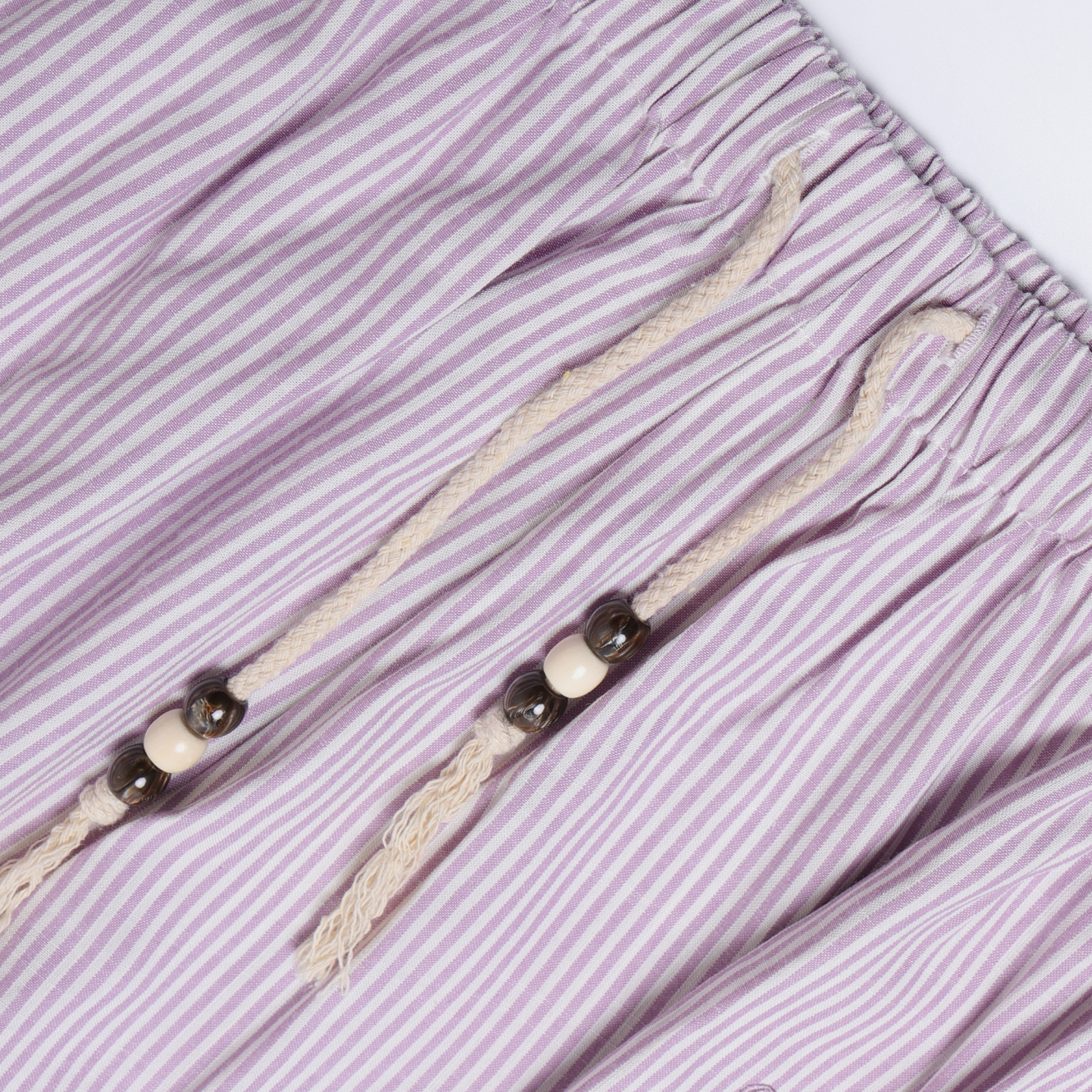 Purple Beaded Striped Casual Pants