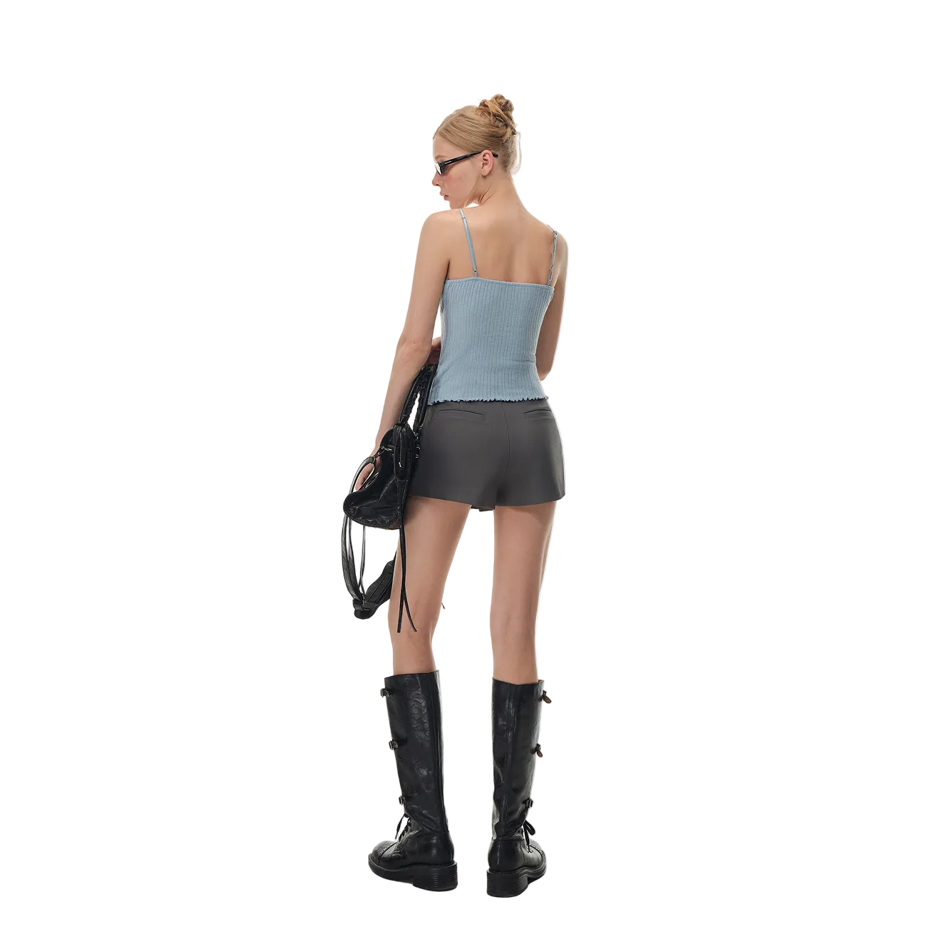Blue Lace-Trimmed V-Neck Camisole