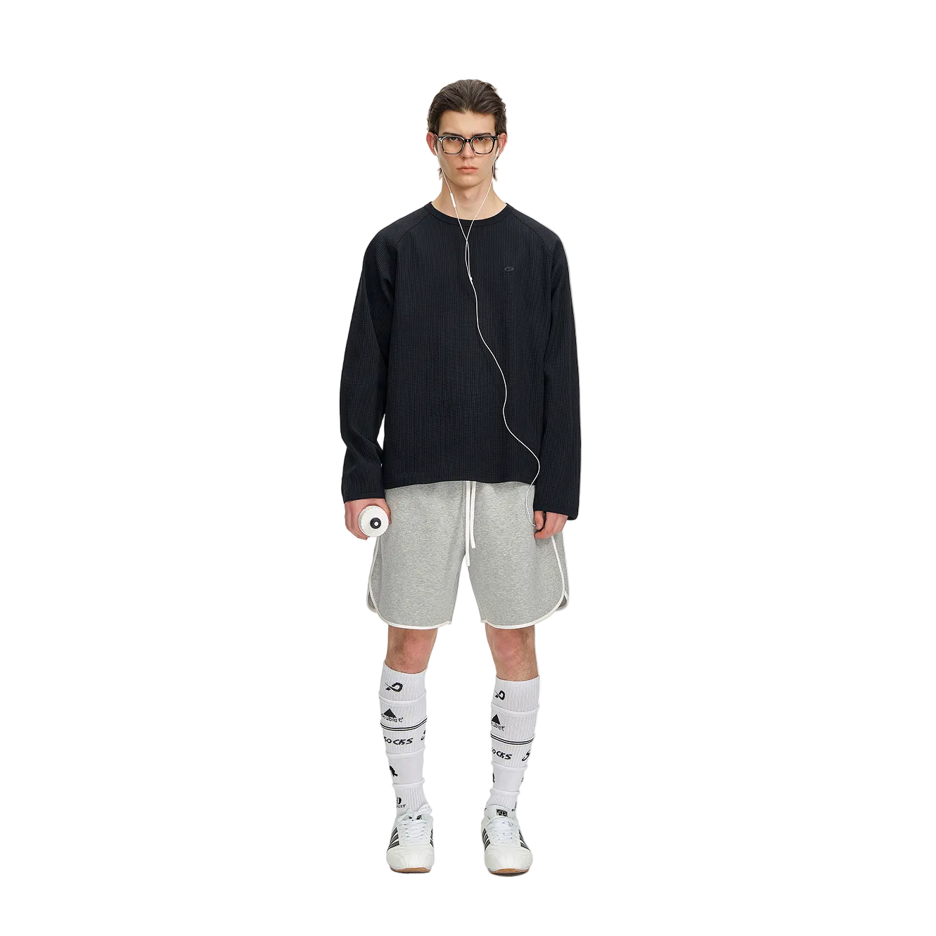 Grey Air Layer Color Block Striped Shorts