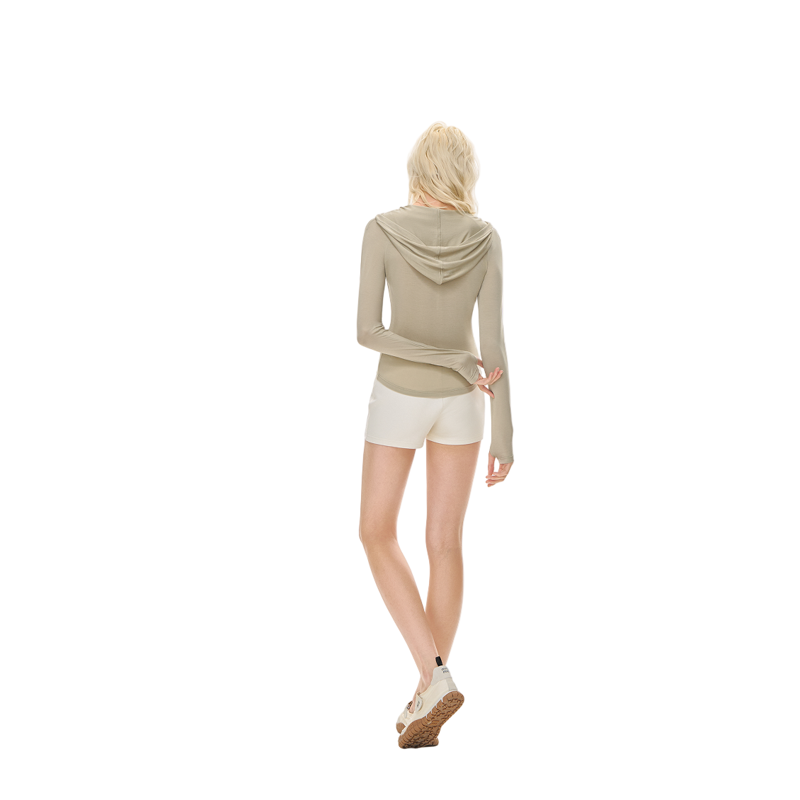 White Basic Slim Fit Elastic Drawstring Stretch Sports Shorts