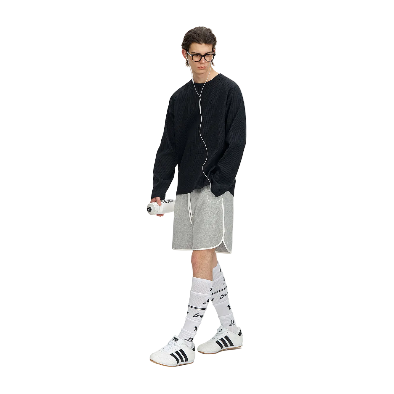 Grey Air Layer Color Block Striped Shorts