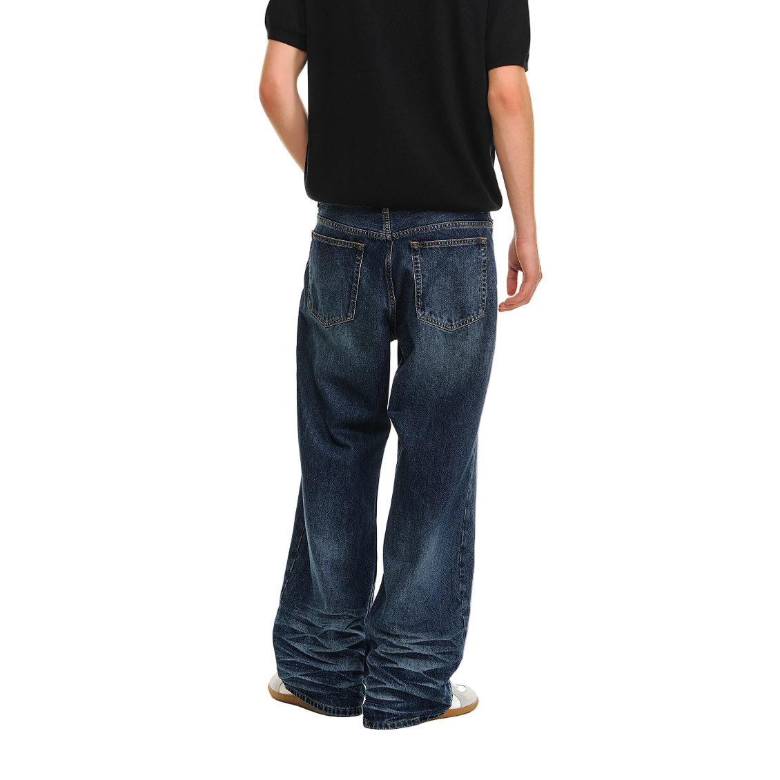 Blue Water Ripple Retro Heavy Washed Faded Straight-Leg Pants