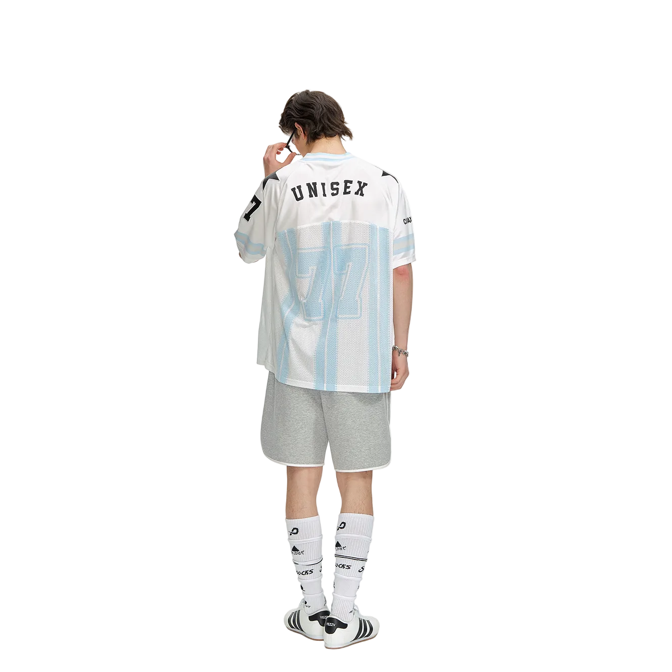 Grey Air Layer Color Block Striped Shorts