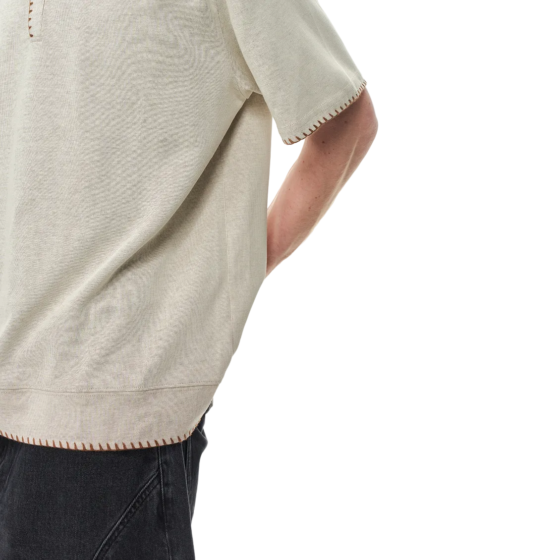 Apricot Vintage Stitched Henley Collar T-Shirt