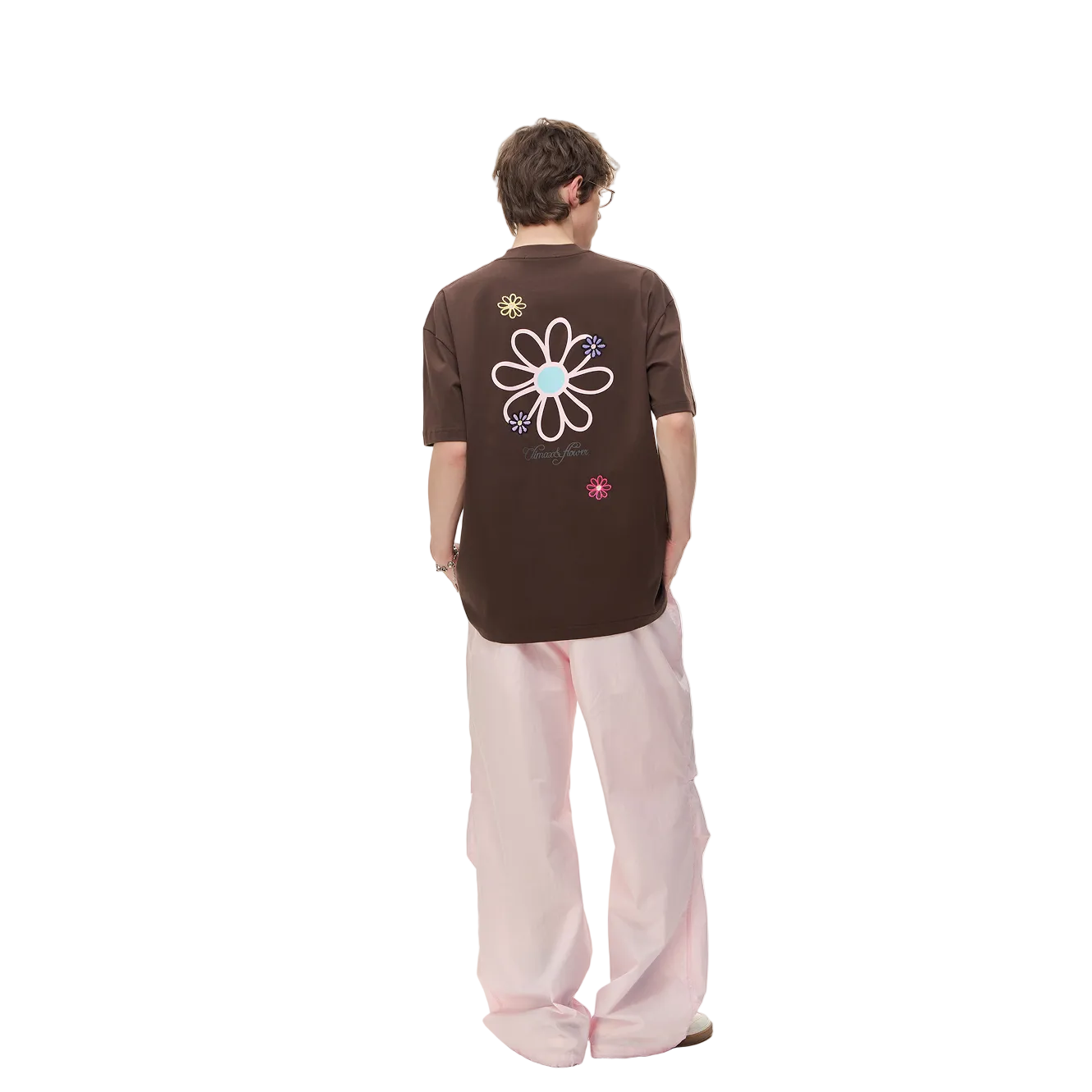 Pink Pleated Straight-leg Paratrooper Pants