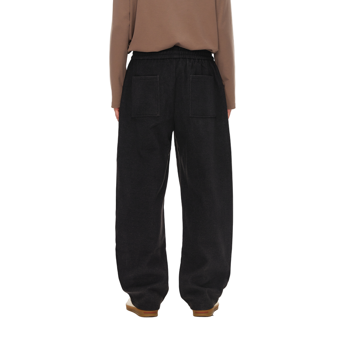 Dark Grey Twill Warm Wide Pleated Casual Pants