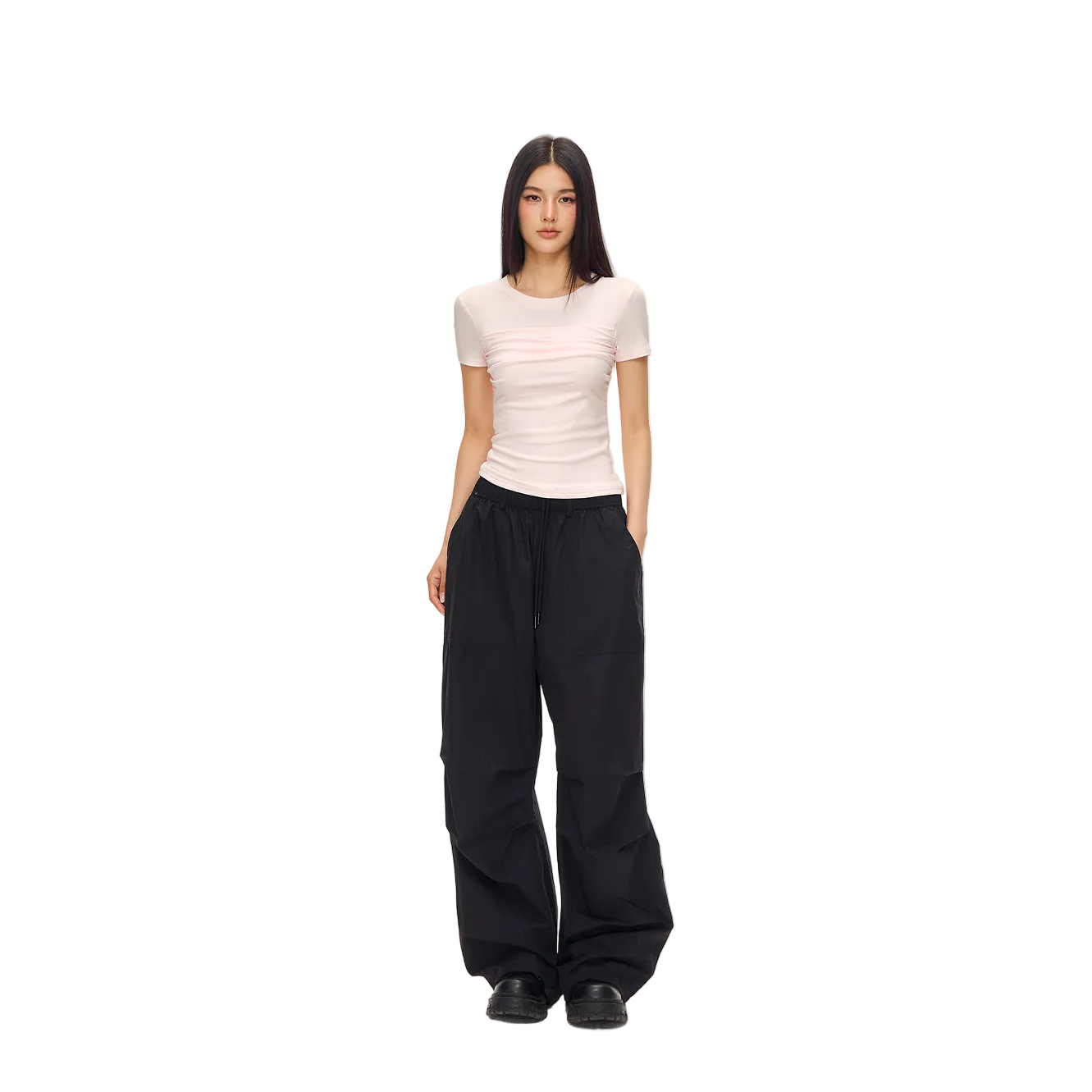 Pink Lyocell Ruffled Short-Sleeve