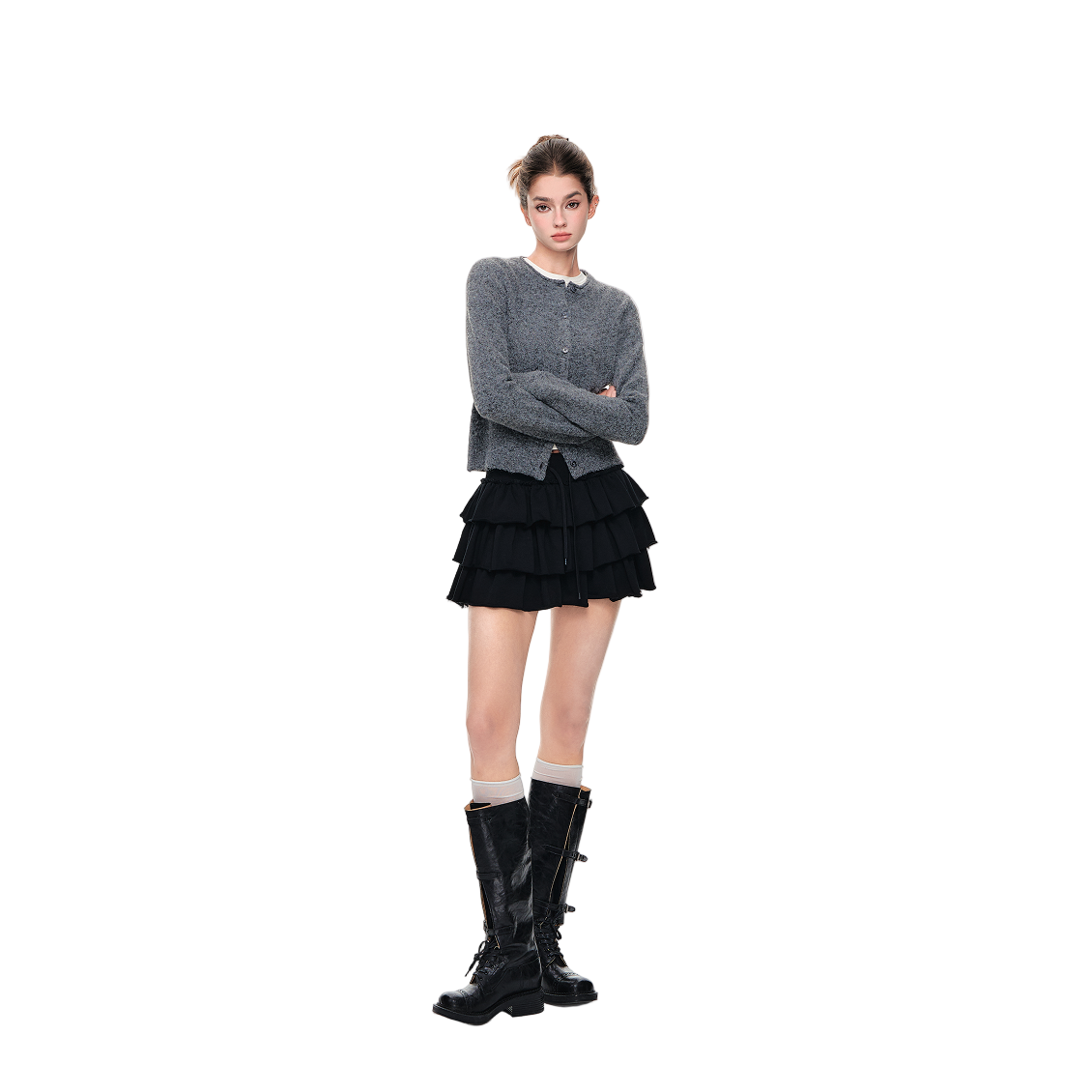Black Ballet Style Ruffle Cake Skirt