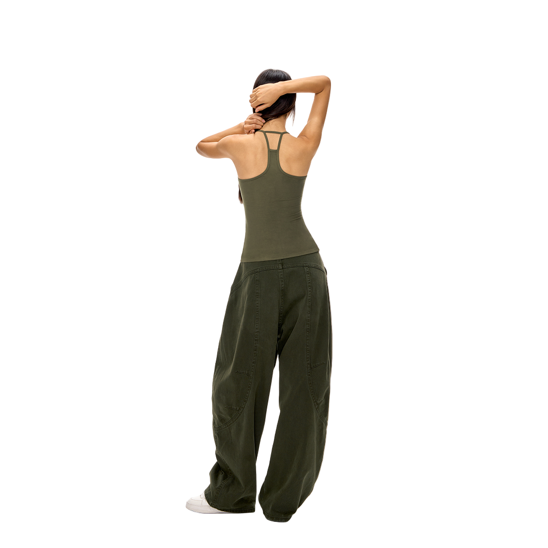 Soft Built-In Bra Halterneck Tank Top In Green
