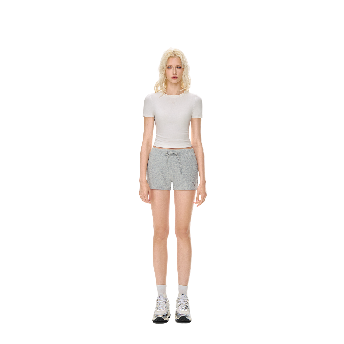 Grey Basic Slim Fit Elastic Drawstring Stretch Sports Shorts