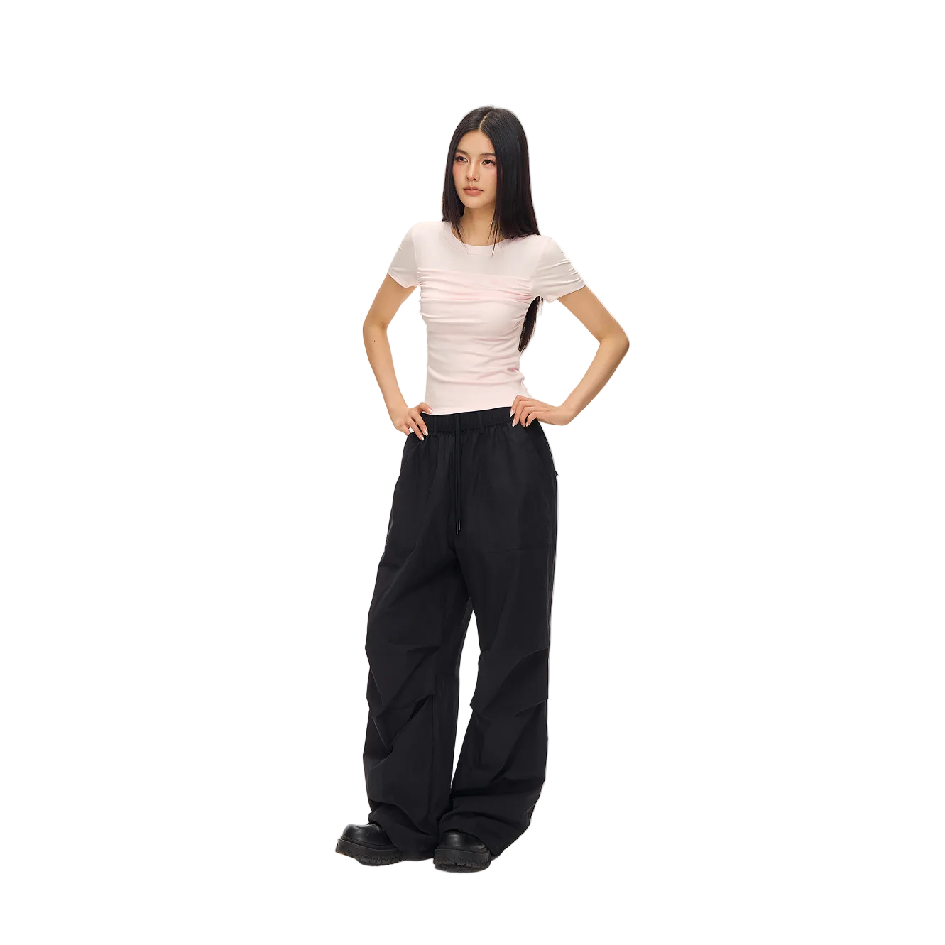 Pink Lyocell Ruffled Short-Sleeve