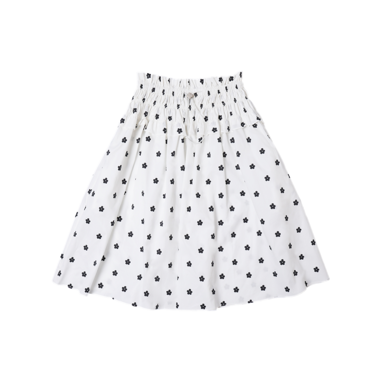 White Printed Two-Way Drawstring Strapless Dress/Skirt