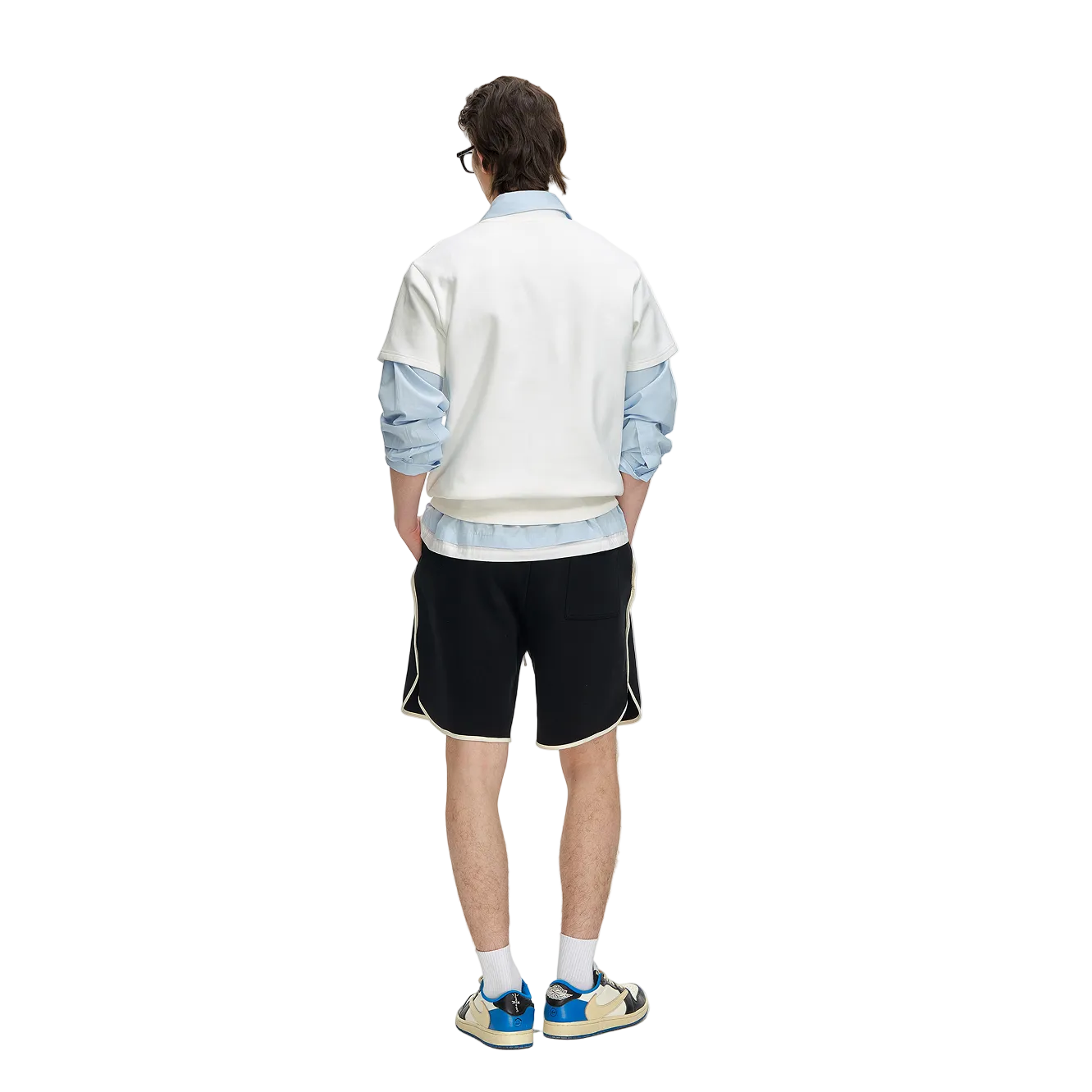 Black Air Layer Color Block Striped Shorts