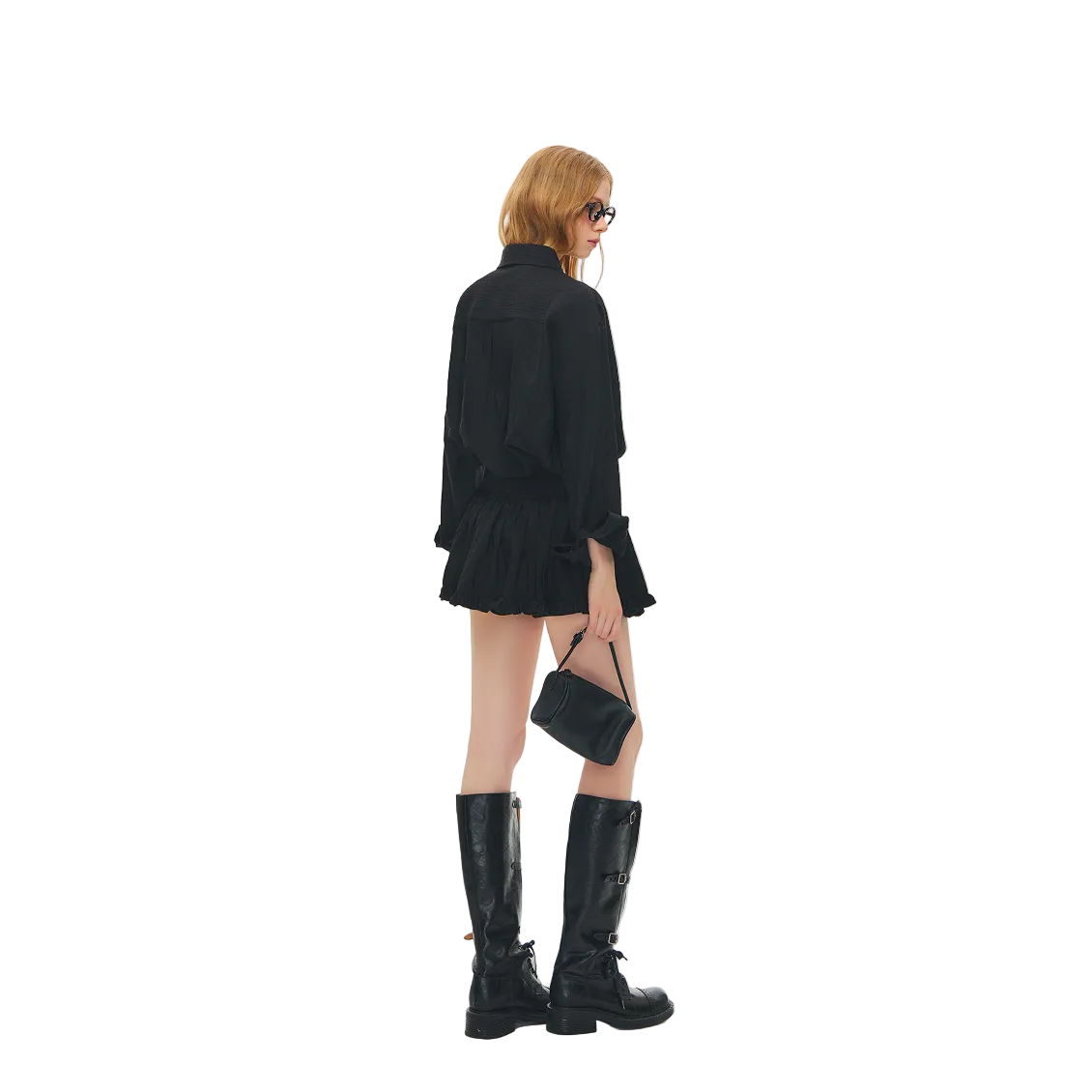 Black Tencel Wool Textured Shirt