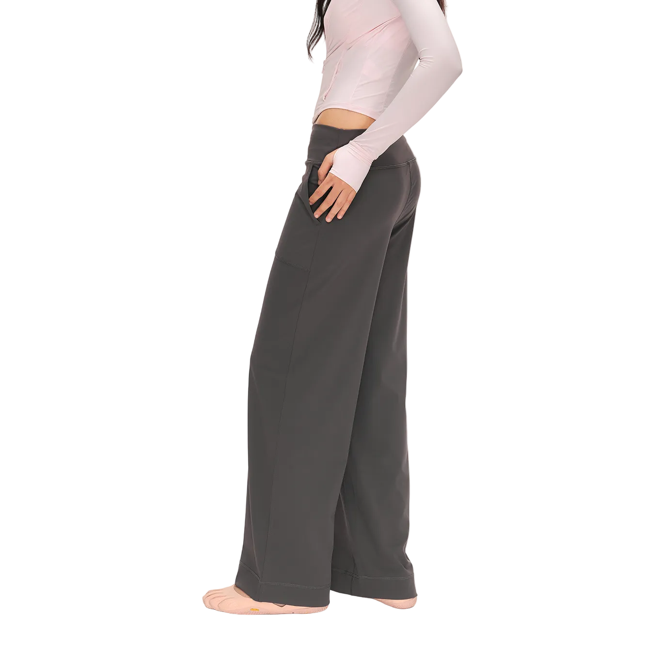 Grey Wide Waist High Elastic Yoga Pants