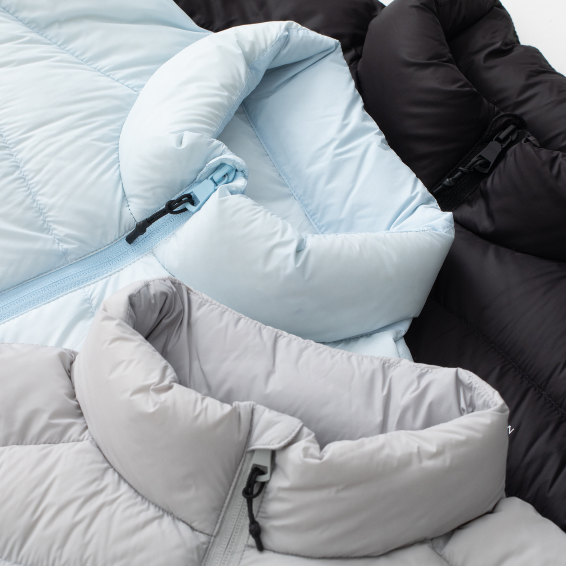 Grey Lightweight Cloud-like Ribbed Stand Collar Warm Down Jacket