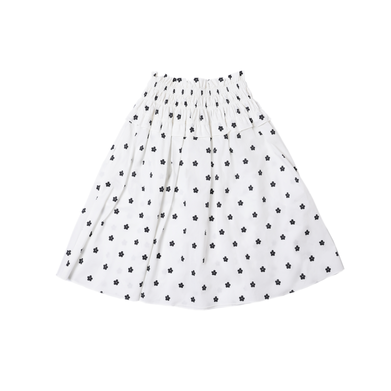 White Printed Two-Way Drawstring Strapless Dress/Skirt