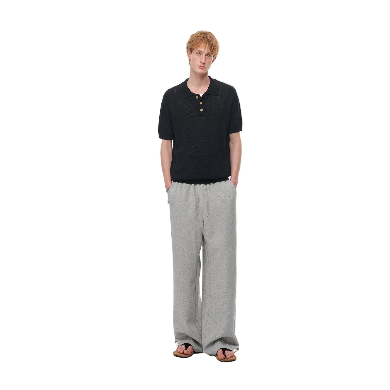 Grey Cloud-Style Structured Casual Trousers
