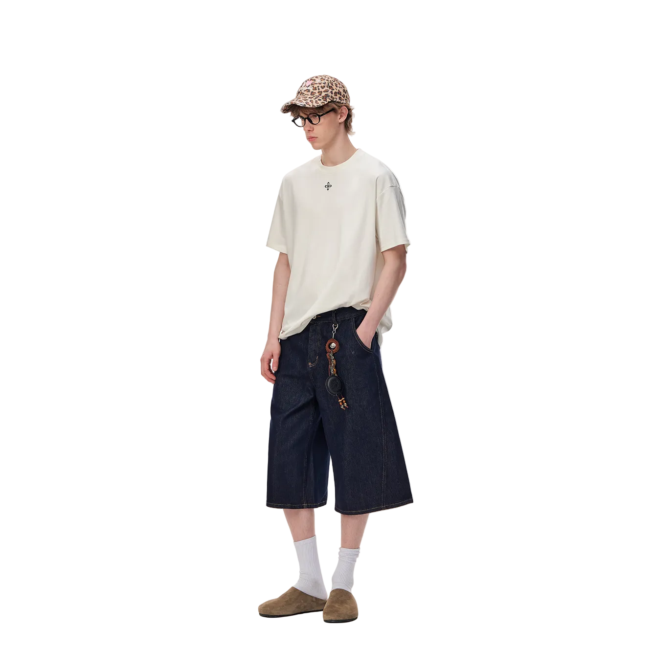 White Tencel Cotton Basic Cross T-Shirt