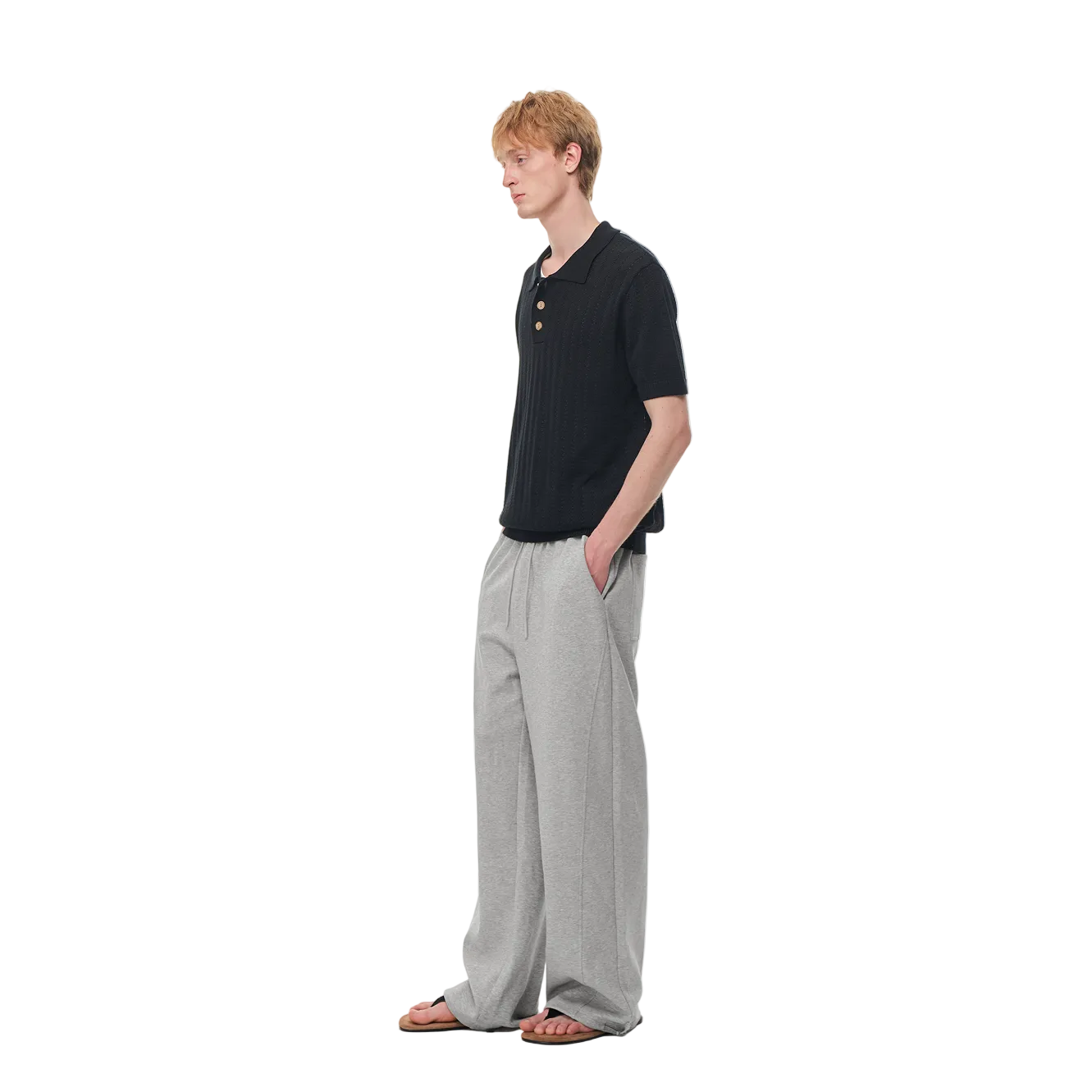 Grey Cloud-Style Structured Casual Trousers