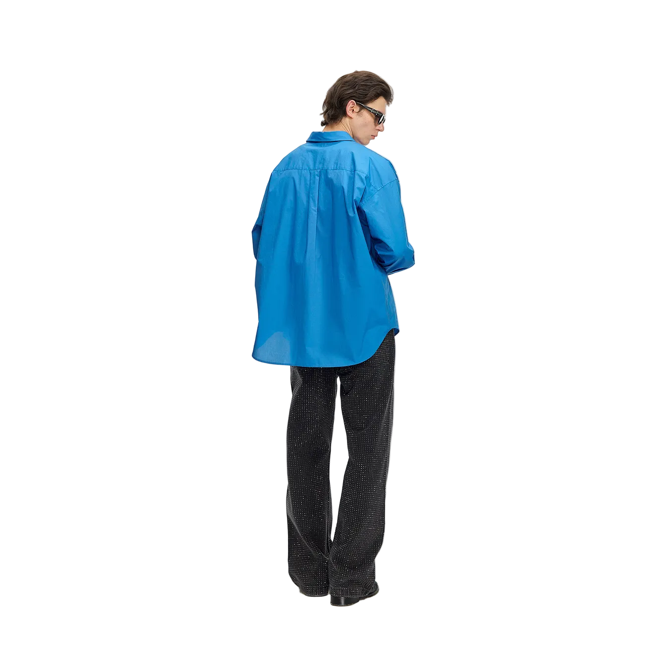 Blue Cross Embroidered Loose Shirt