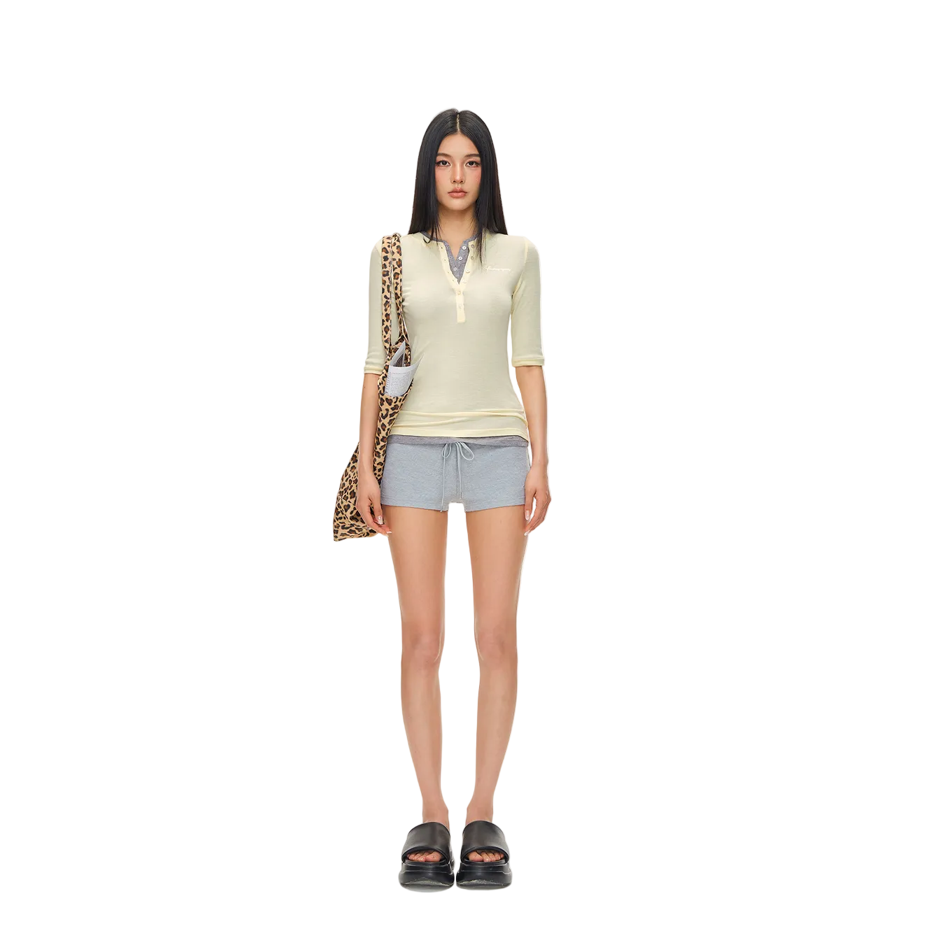 Yellow Lyocell wool blend Henry short-sleeve T-shirt