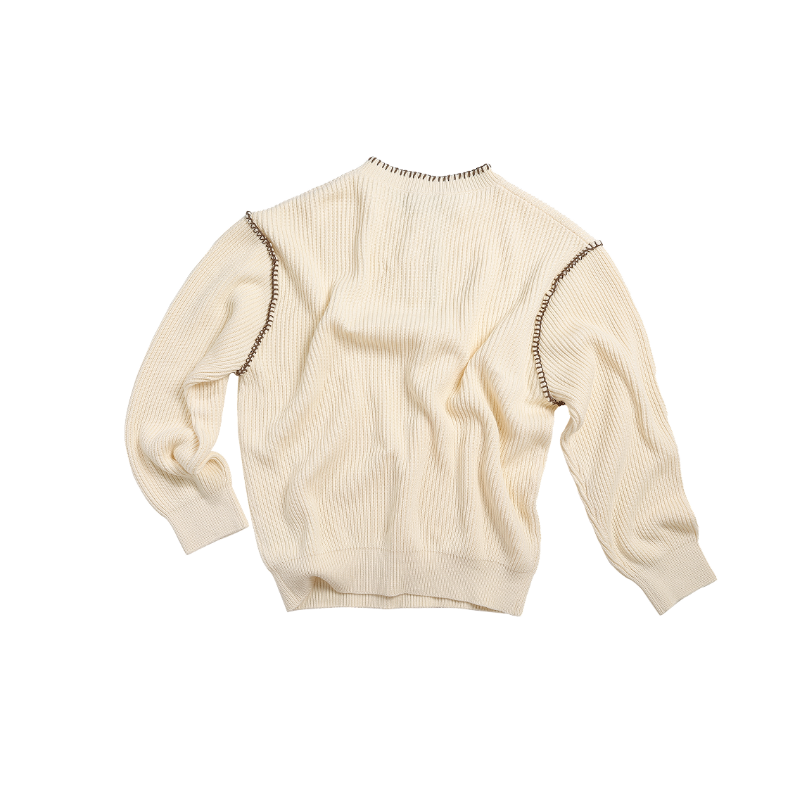 Beige Color Block Henley Collar Ribbed Knit Sweater