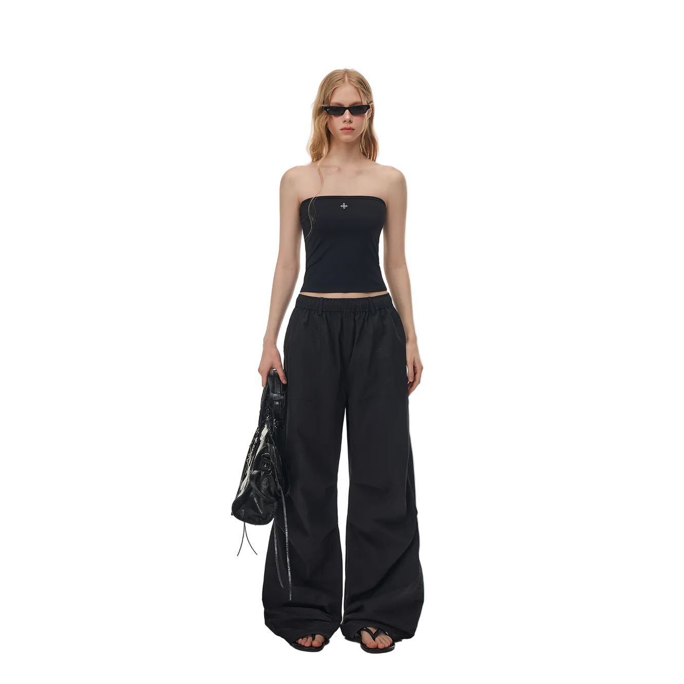 Black Cross Flower Bandeau Top