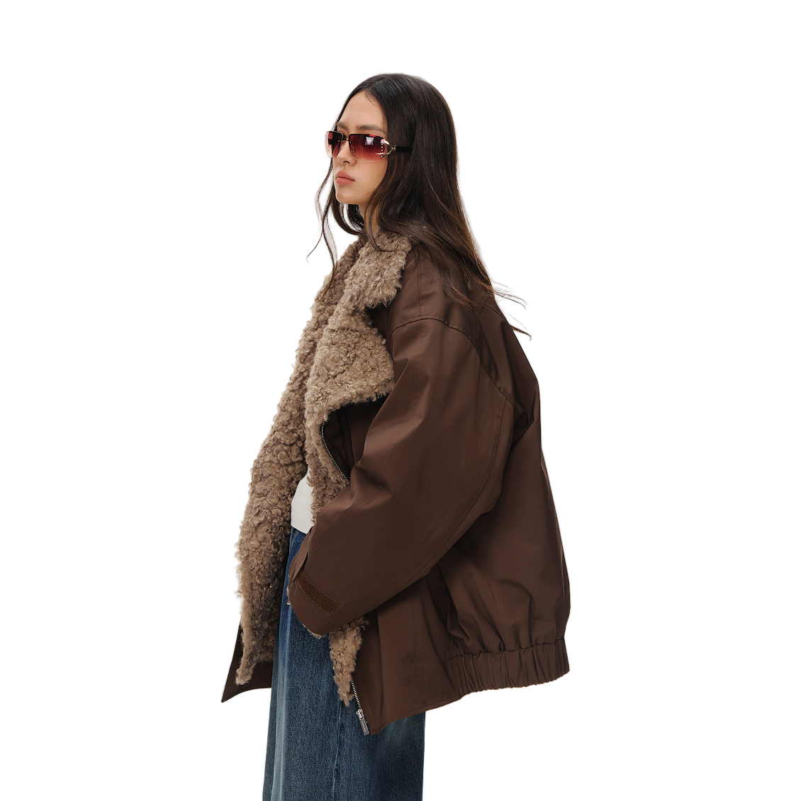 Brown Detachable Suede Plush Parka Jacket
