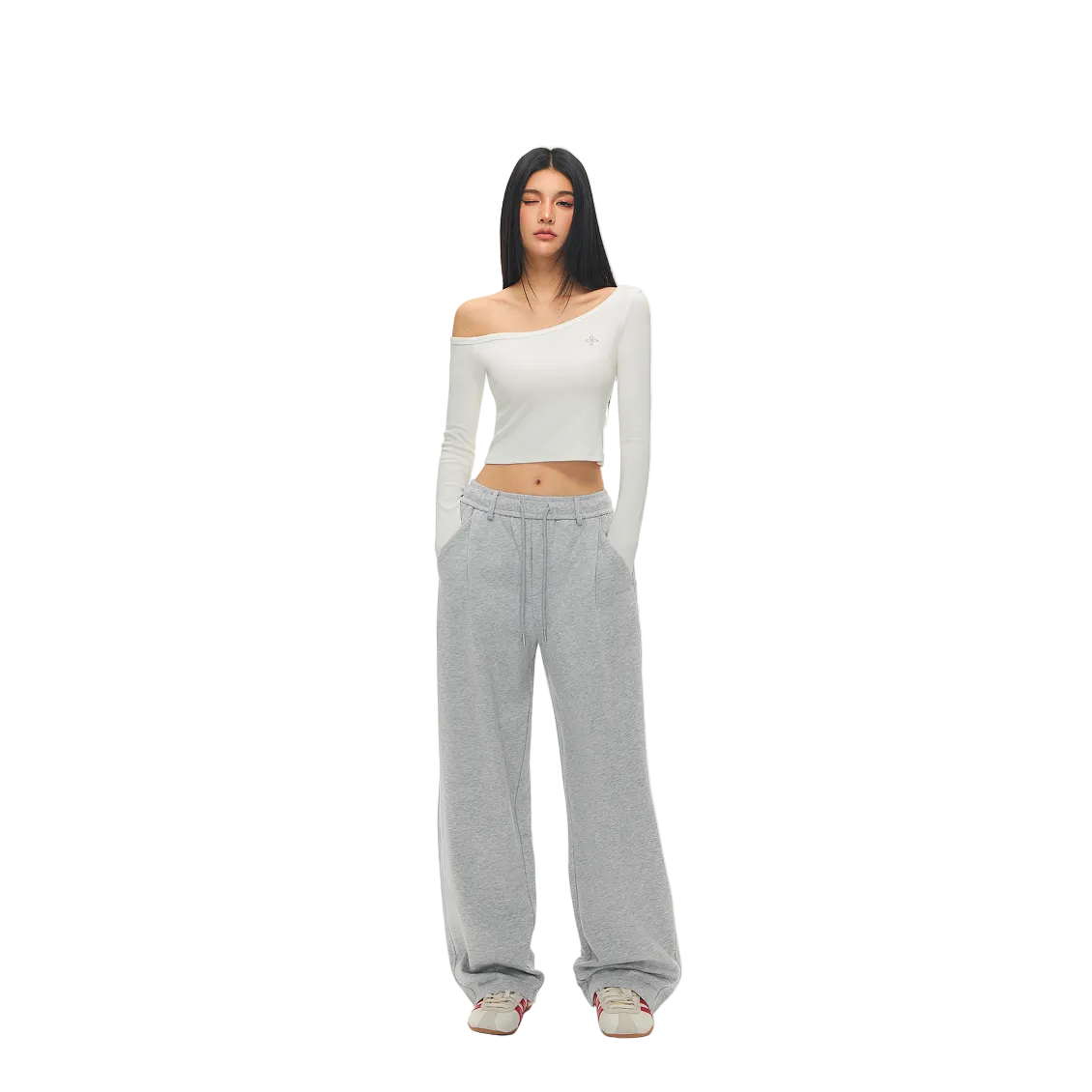 Light Gray Pleated Casual Sweatpants