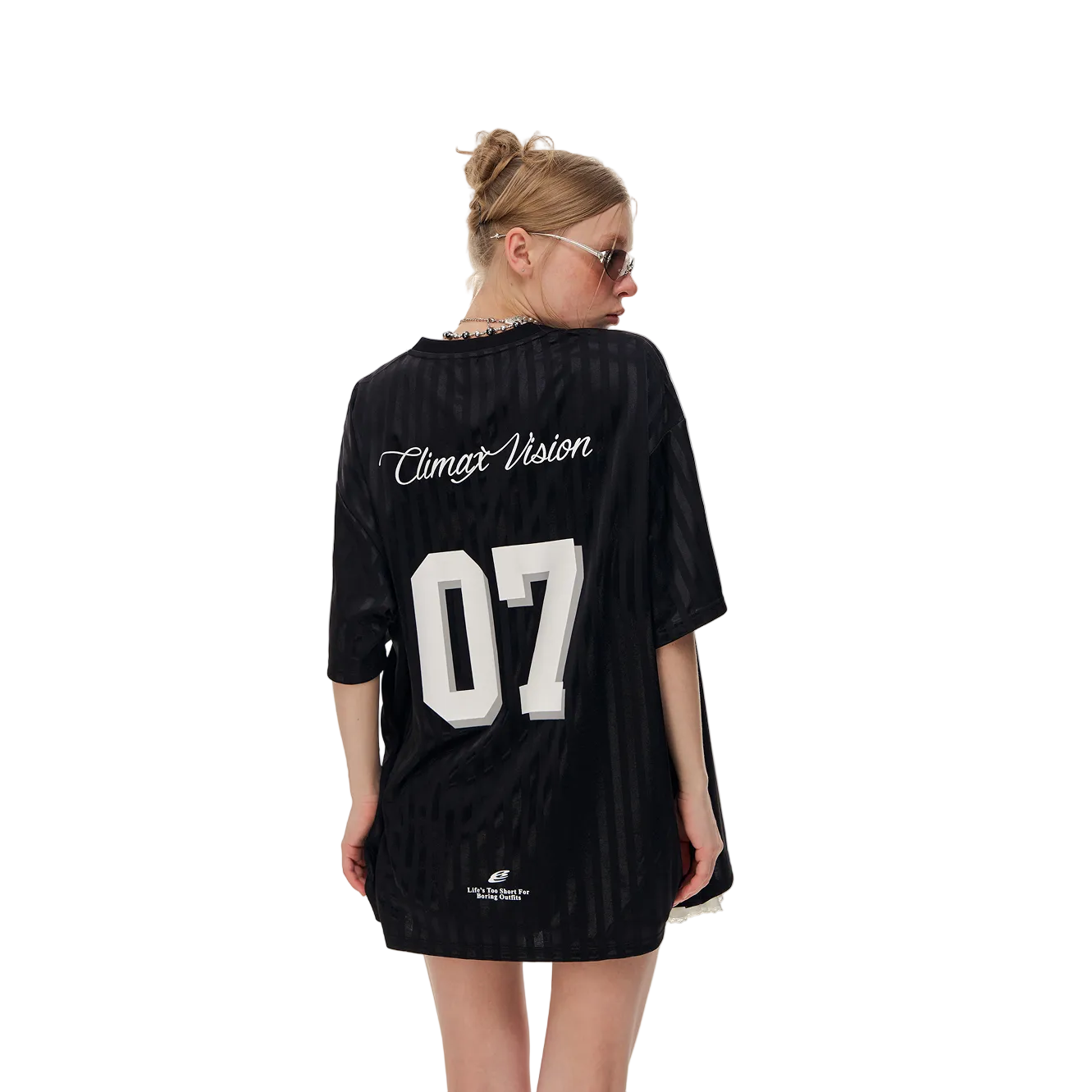 Black Retro Striped Badge Jersey Short Sleeve