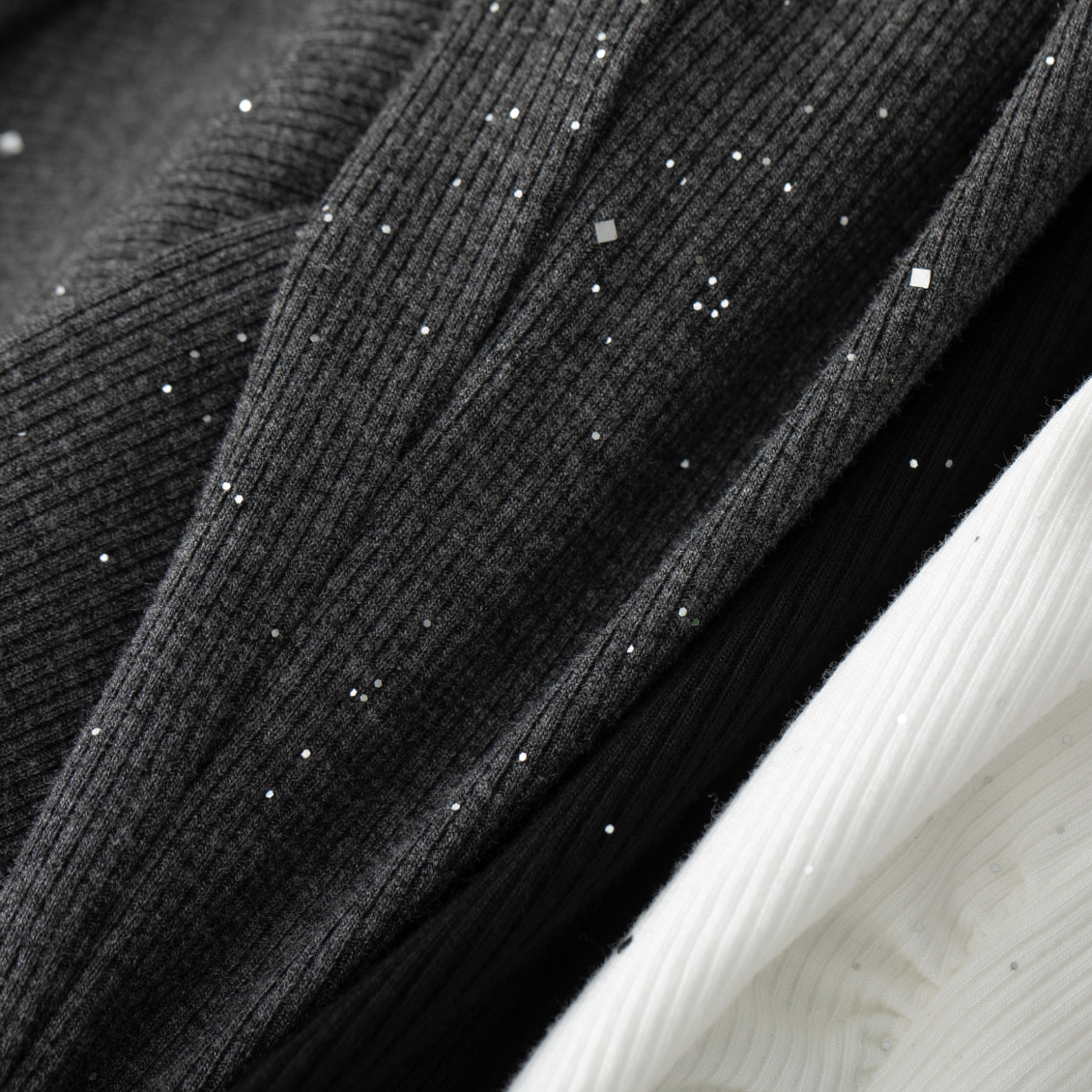 Black Rhinestones Cross Off-Shoulder Long Sleeve 