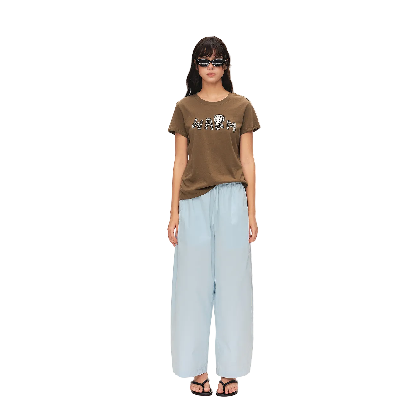 Blue Lightweight Cocoon-Shaped Cropped Balloon Pants