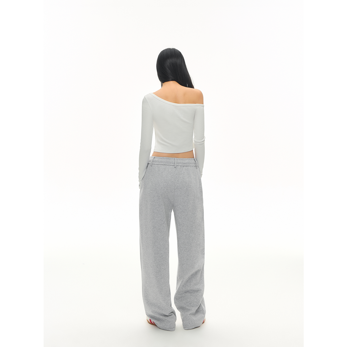 Light Gray Pleated Casual Sweatpants