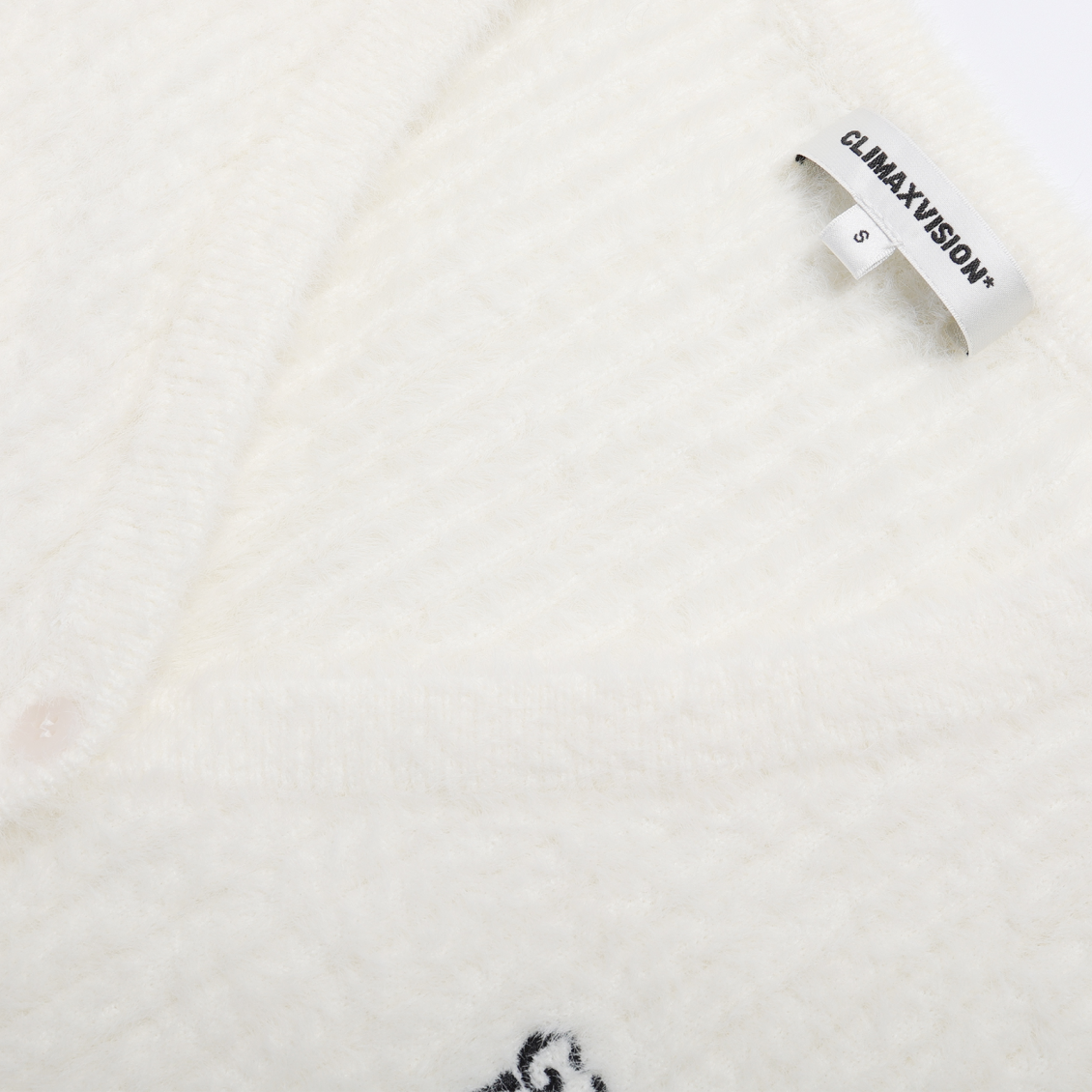 White Faux Mink V-neck Ribbed Knit Cardigan