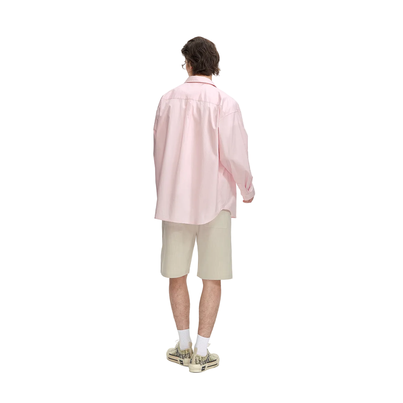 Pink Cross Embroidered Loose Shirt