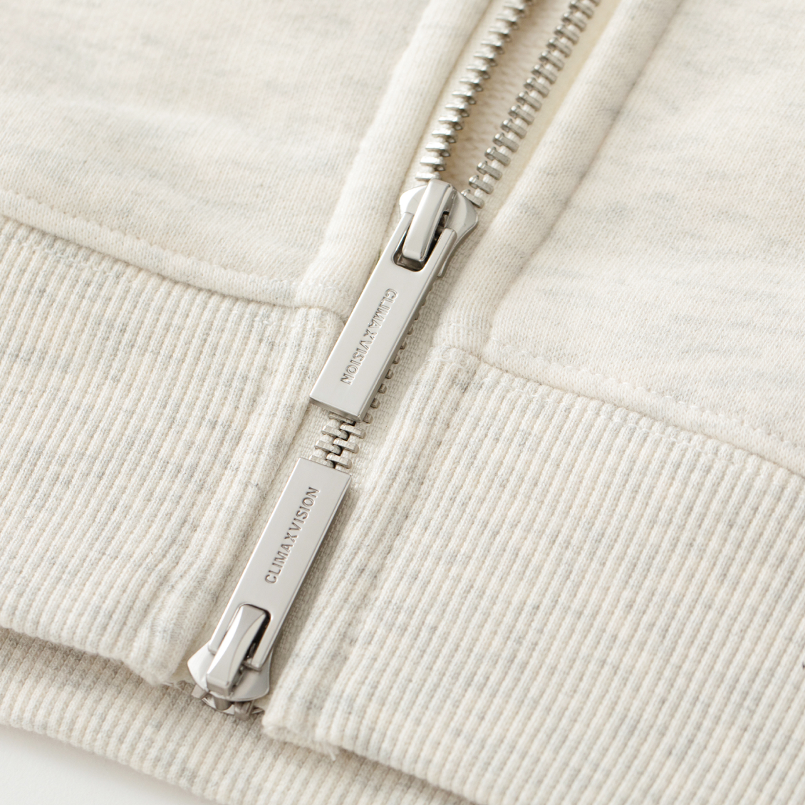 Beige Cross-Patterned Fur Zip-Up Hooded Sweatshirt