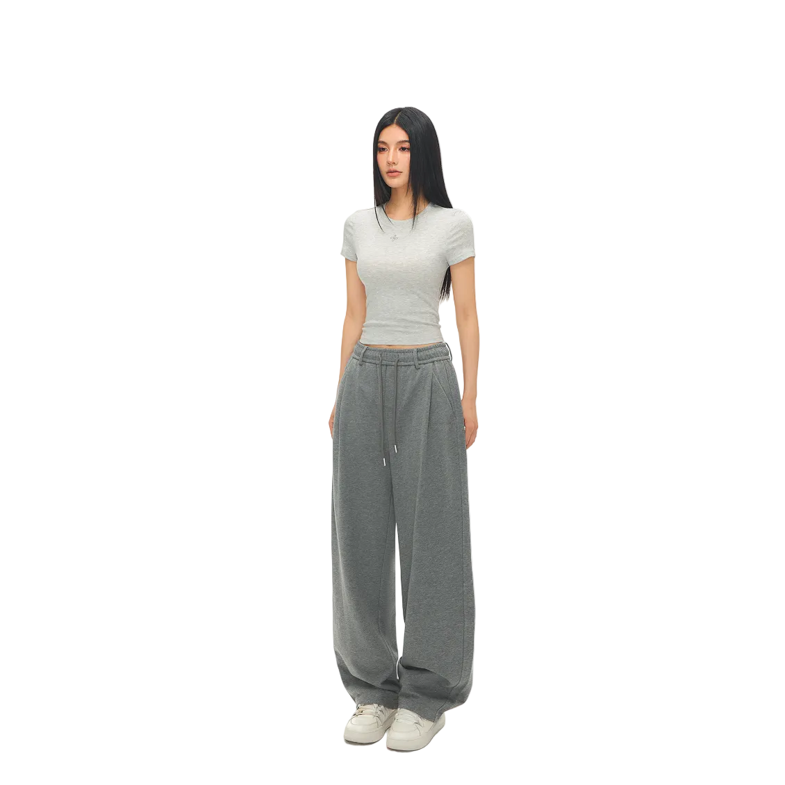 Dark Gray Pleated Casual Sweatpants