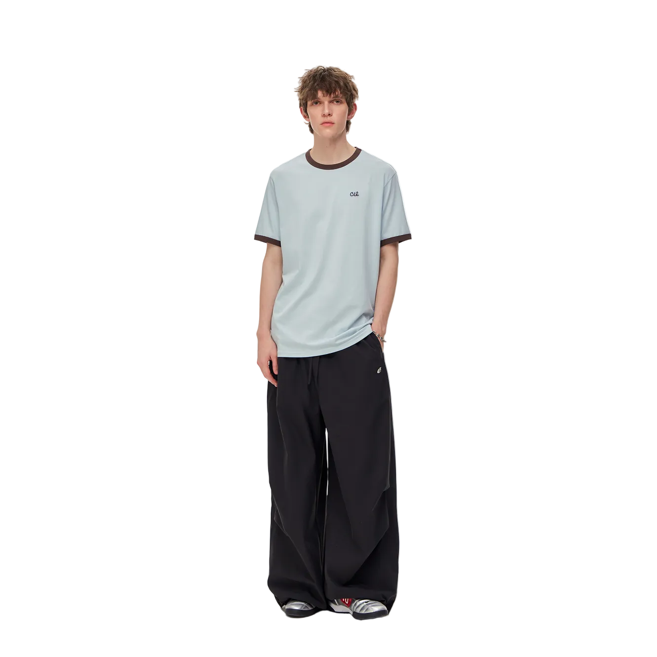 Black Lightweight Drawstring Wide-Leg Paratrousers