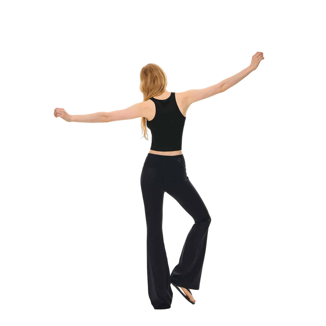 Black High Elastic High Waist Flared Pants