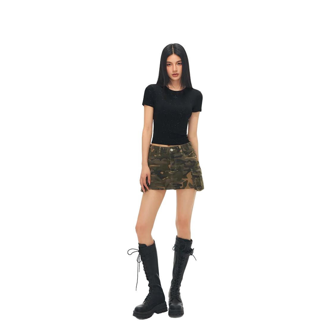 Military Green Camouflage Workwear Skirt
