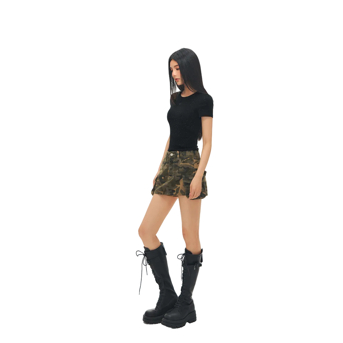 Military Green Camouflage Workwear Skirt