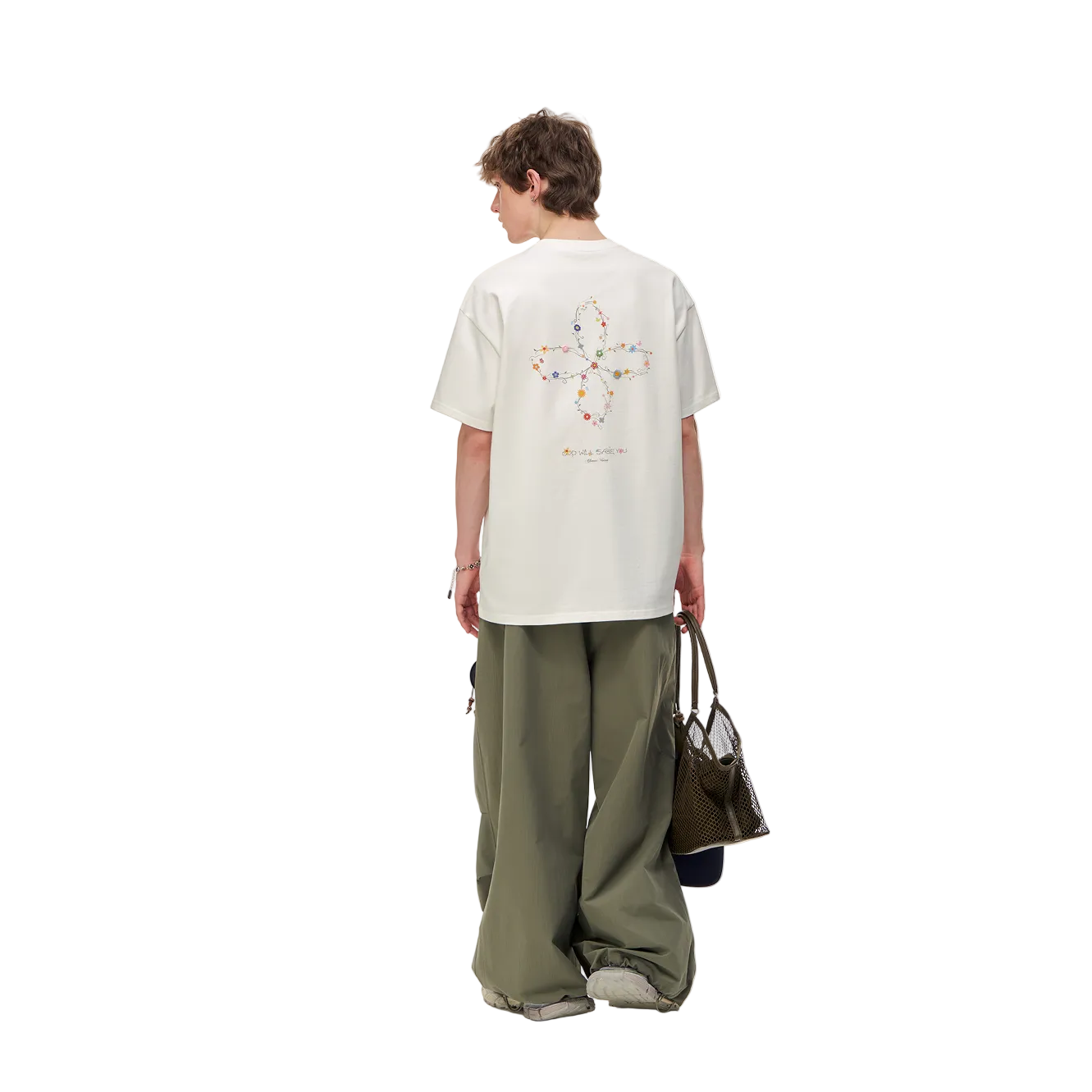 Green Lightweight Drawstring Wide-Leg Paratrooper Pants