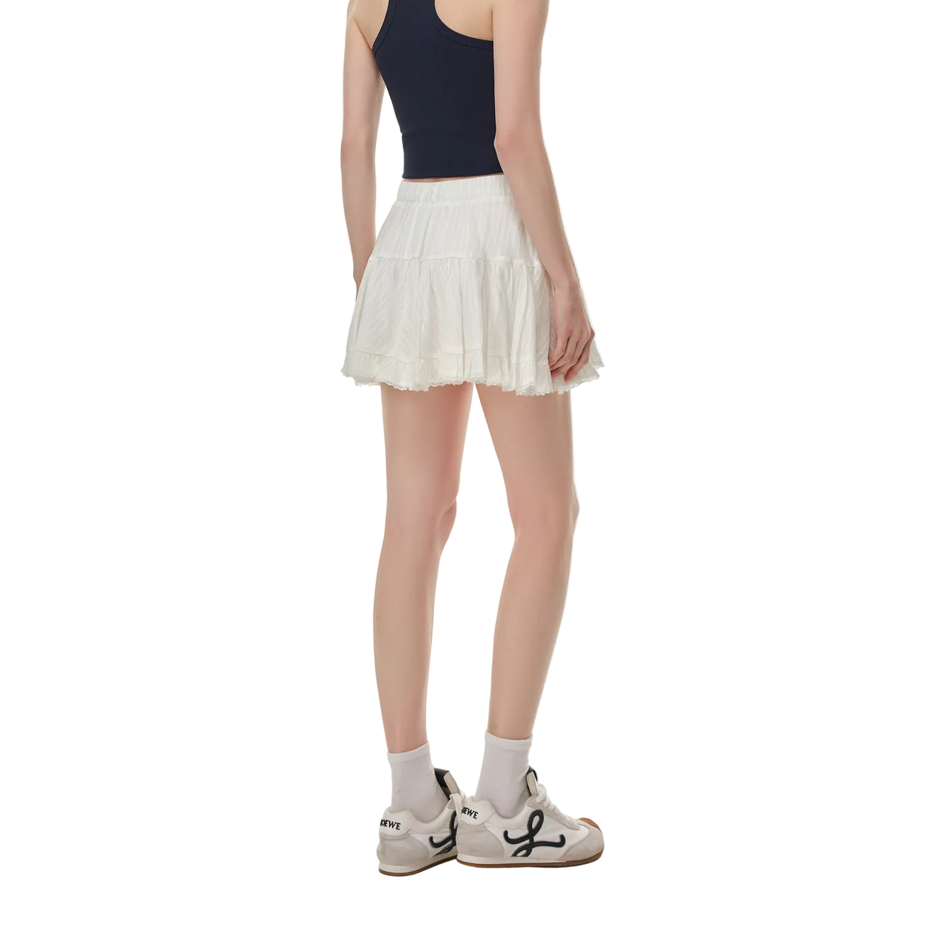 White Lace Trim Tutu Skirt