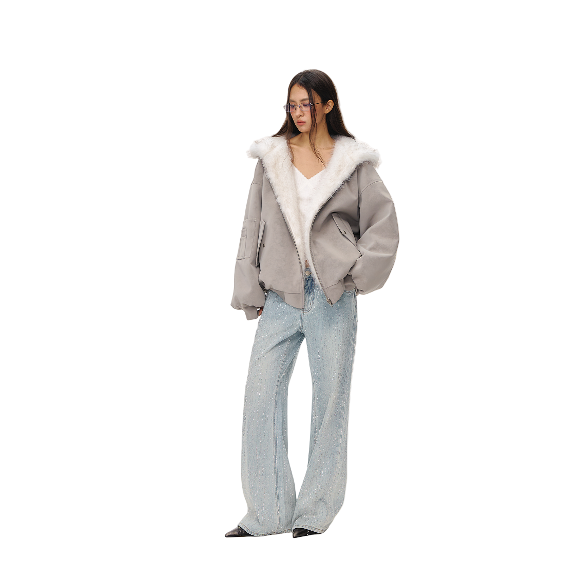 Grey Reversible Eco-friendly Fur Coat