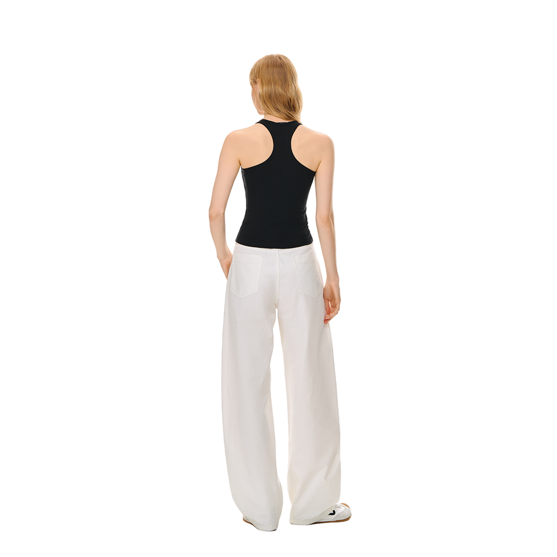 Tencel Wool U-Neck with Built-in Bra Tank Top In Black